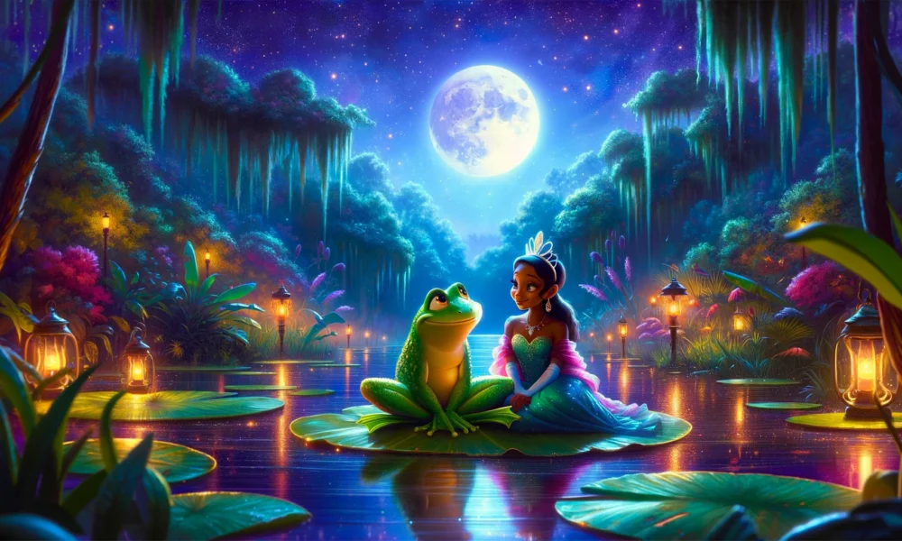 Princess Tiana and Prince Naveen as a frog