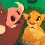 Timon, Pumba, and Simba singing 'The Lion Sleeps Tonight' lyrics
